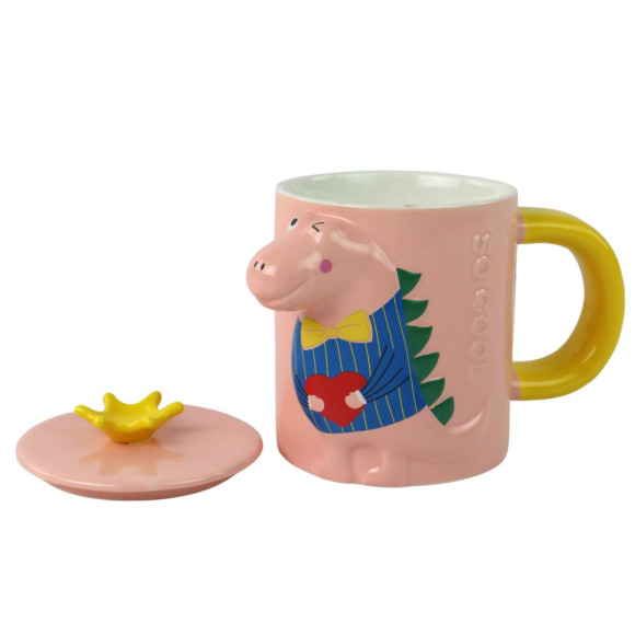 Kubek Z Przykrywką Dinozaur Różowy Dinozaur 400 ml Kubek Z Przykrywką Dinozaur Różowy Dinozaur 400 ml