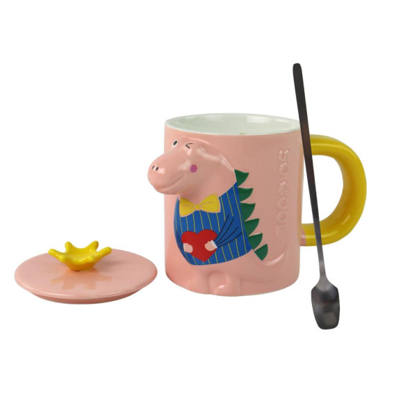 Kubek Z Przykrywką Dinozaur Różowy Dinozaur 400 ml Kubek Z Przykrywką Dinozaur Różowy Dinozaur 400 ml