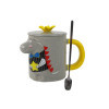 Kubek Ceramiczny z Pokrywką Szary Dinozaur 400 ml