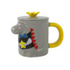 Kubek Ceramiczny z Pokrywką Szary Dinozaur 400 ml