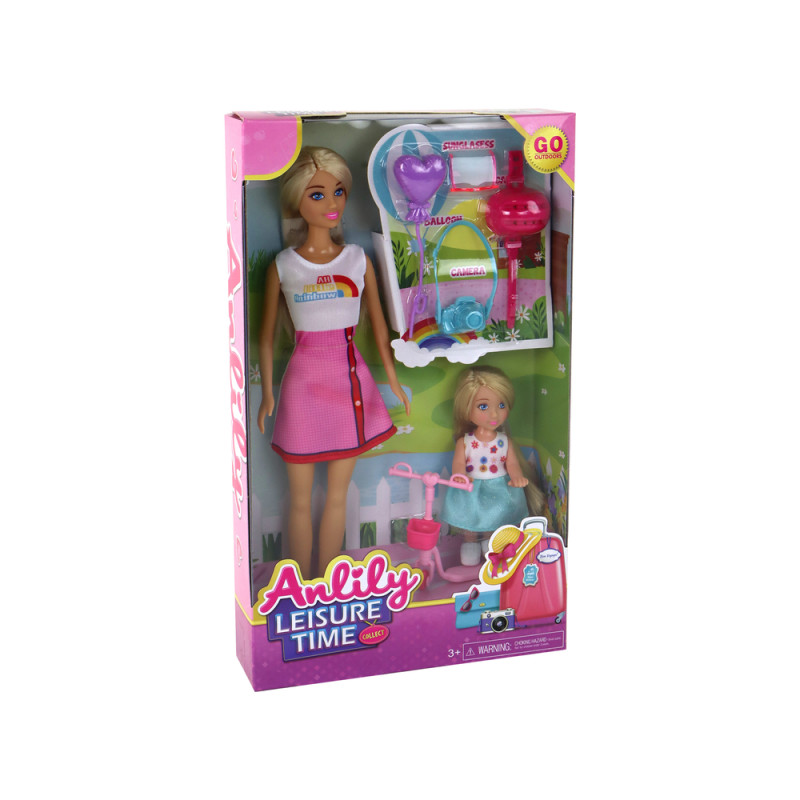 Lalki Dla Dzieci Anlily Mama i Córka Blond Włosy Hulajnoga 8 El.