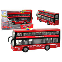 Autobus Piętrowy Na Baterie Światła Dźwięki Napęd Frykcyjny Czerwony 1:16