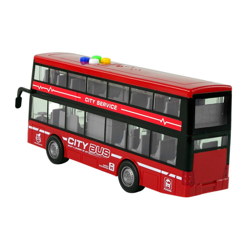 Autobus Piętrowy Na Baterie Światła Dźwięki Napęd Frykcyjny Czerwony 1:16