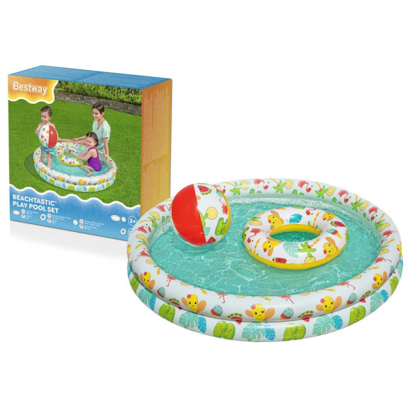Zestaw Dmuchany Basen 3w1 Piłka Koło 122 x 20 cm Bestway 51124 Zestaw Dmuchany Basen 3w1 Piłka Koło 122 x 20 cm Bestway 51124