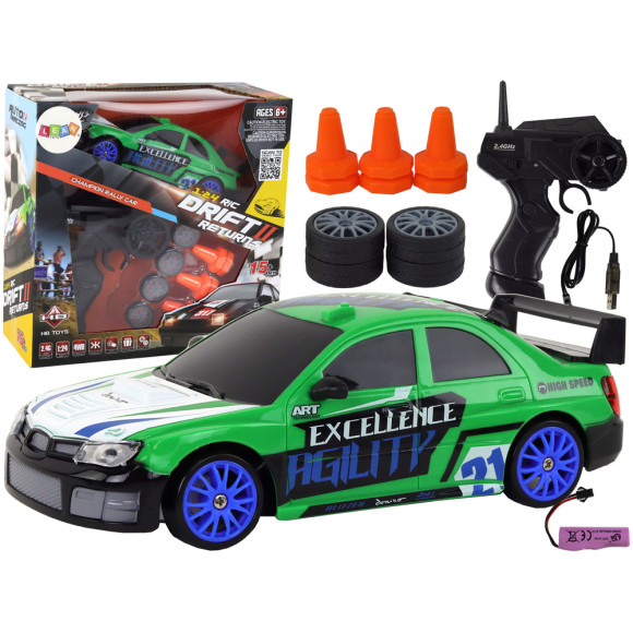 Autko Sportowe Zdalnie Sterowane R/C 1:24 Zielone Wymienne Koła Autko Sportowe Zdalnie Sterowane R/C 1:24 Zielone Wymienne Koła