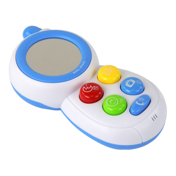 Niebieski Dziecięcy Telefon Interaktywny Światła Dźwięki Lusterko