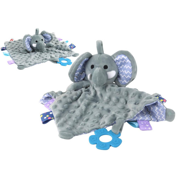 Słonik Pluszowa Przytulanka Kocyk Wypustki Gryzak Grzechotka