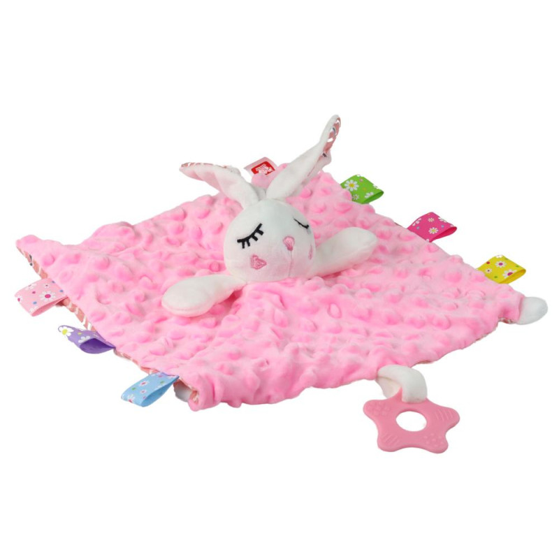 Króliczek Pluszowa Przytulanka Kocyk Wypustki Gryzak Grzechotka