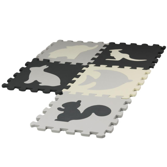 Miękkie Puzzle Mata Kontrastowa Edukacyjna Pianka EVA Szare 28 ele.