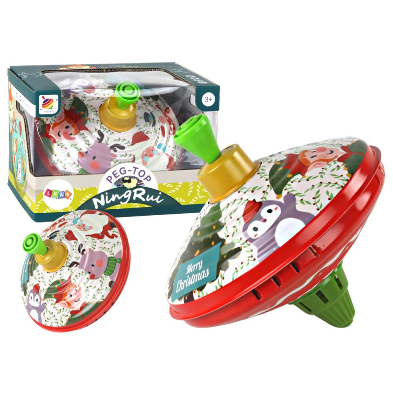 Bączek Metalowy Wirujący Święty Mikołaj Zabawka Tradycyjny