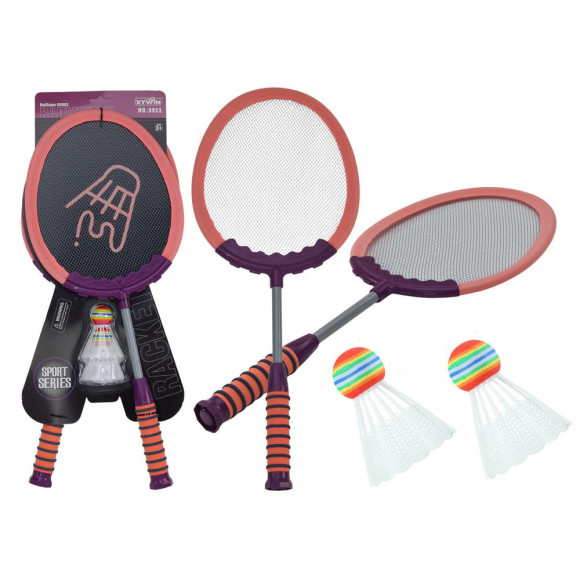 Zestaw 2 Rakietek Do Gry W Badmintona Paletki 2 Lotki Badminton Różowy Zestaw 2 Rakietek Do Gry W Badmintona Paletki 2 Lotki Badminton Różowy