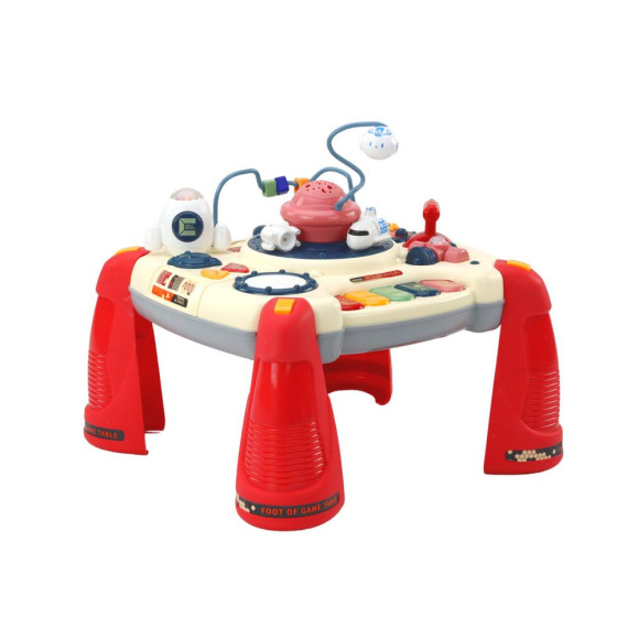 Interaktywny Stoliczek Edukacyjny Panel Dziecięcy Pianinko Kosmos Czerwony