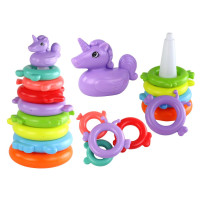 Piramidka Jednorożec Układanka 8 Kółek Kolorowa 29cm x 14cm x 14cm