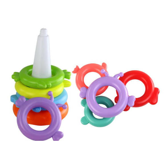 Piramidka Jednorożec Układanka 8 Kółek Kolorowa 29cm x 14cm x 14cm