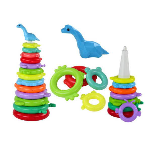 Piramidka Żyrafa Układanka 13 Kółek Kolorowa 43cm x 18cm x 18cm