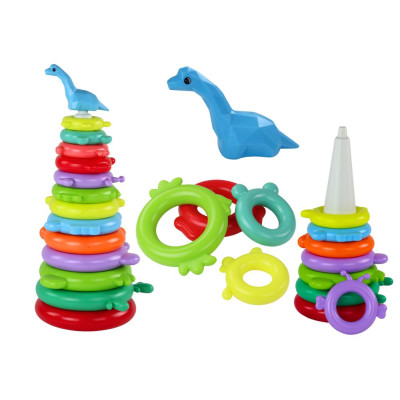 Piramidka Żyrafa Układanka 13 Kółek Kolorowa 43cm x 18cm x 18cm