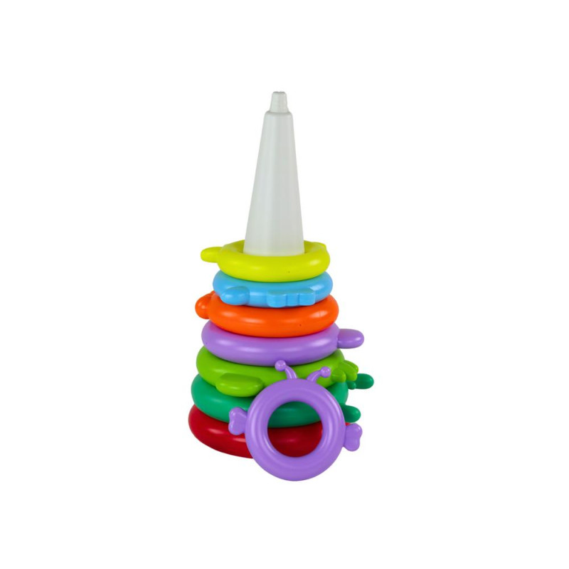 Piramidka Żyrafa Układanka 13 Kółek Kolorowa 43cm x 18cm x 18cm