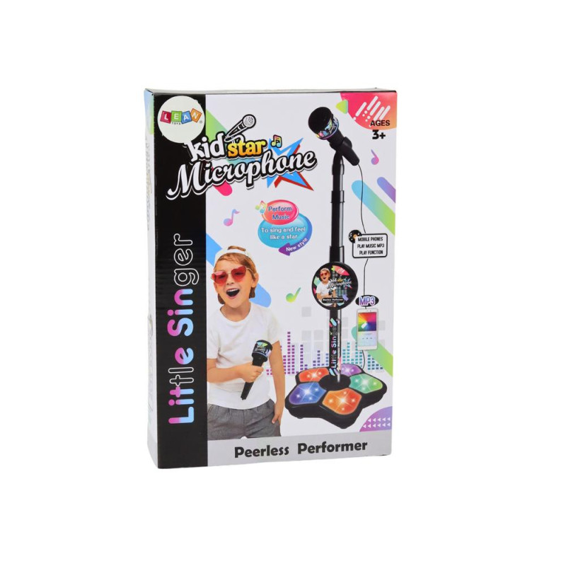 Mikrofon Ze Statywem Dla Dzieci Regulowany Czarny