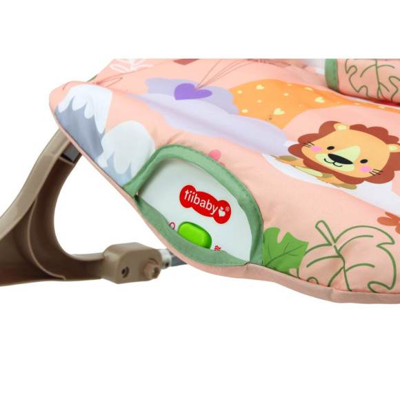 Bujaczek Krzesełko Leżaczek Dla Niemowlaka Wibracja Dźwięk Bujak Różowy Lew