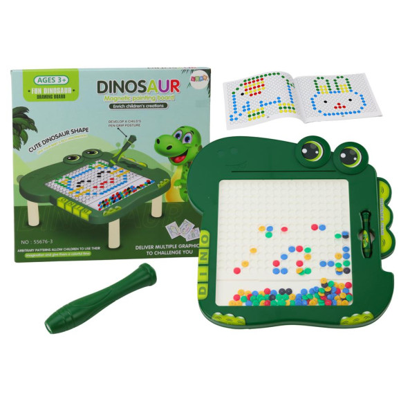 Tablica Magnetyczna Edukacyjna Dinozaur Pad Układanka Zielona Koraliki Tablica Magnetyczna Edukacyjna Dinozaur Pad Układanka Zielona Koraliki