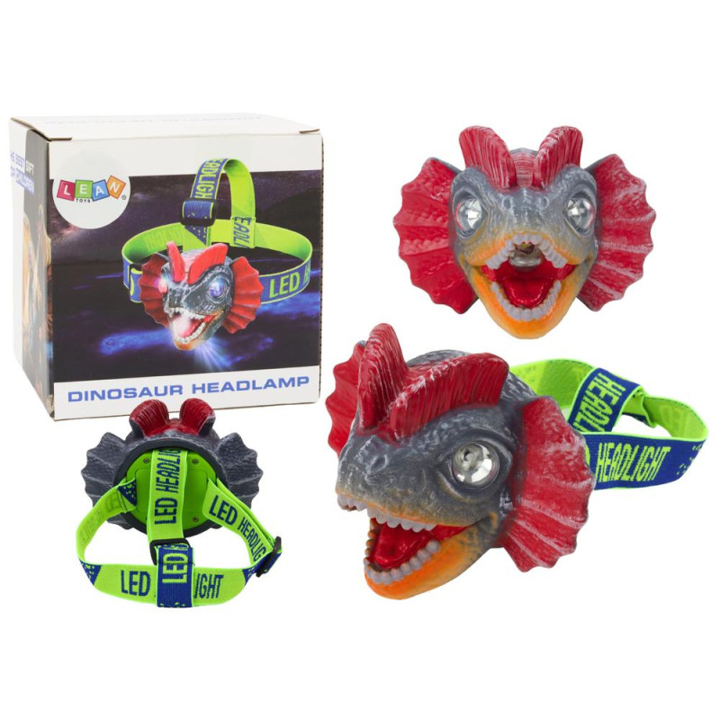Latarka Czołówka Dinozaur Regulowana Opaska 3 Diody Led