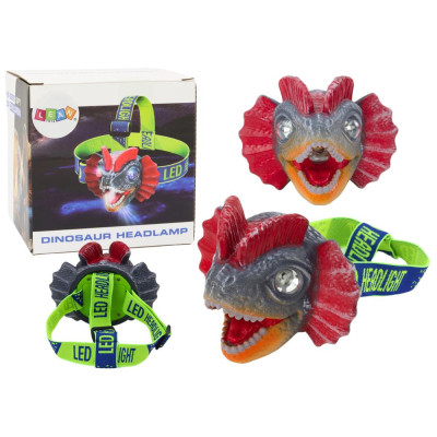 Latarka Czołówka Dinozaur Regulowana Opaska 3 Diody Led