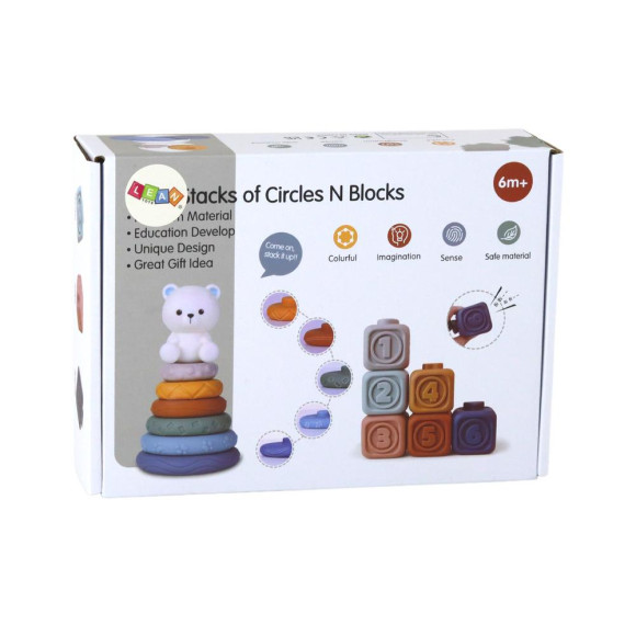 Zestaw Edukacyjny Dla Malucha Miękkie Klocki Piramidka Miś