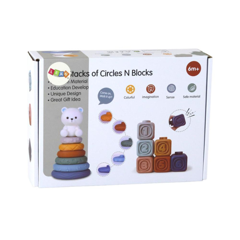 Zestaw Edukacyjny Dla Malucha Miękkie Klocki Piramidka Miś