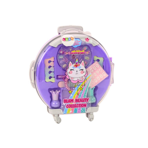 Zestaw Kosmetyków W Walizce Do Paznokci Makijażu Walizka Fioletowa 9 El.