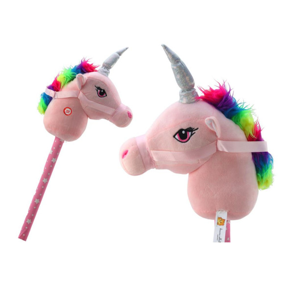 Pluszowa Głowa Jednorożca Na Kiju Hobby Horse Jednorożec Różowy Dźwięki