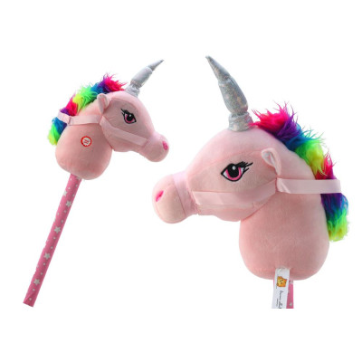 Pluszowa Głowa Jednorożca Na Kiju Hobby Horse Jednorożec Różowy Dźwięki