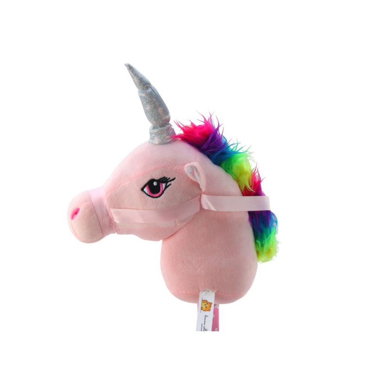 Pluszowa Głowa Jednorożca Na Kiju Hobby Horse Jednorożec Różowy Dźwięki