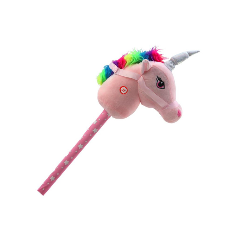 Pluszowa Głowa Jednorożca Na Kiju Hobby Horse Jednorożec Różowy Dźwięki