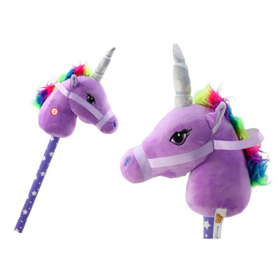 Pluszowa Głowa Jednorożca Na Kiju Hobby Horse Jednorożec Fioletowy Dźwięki