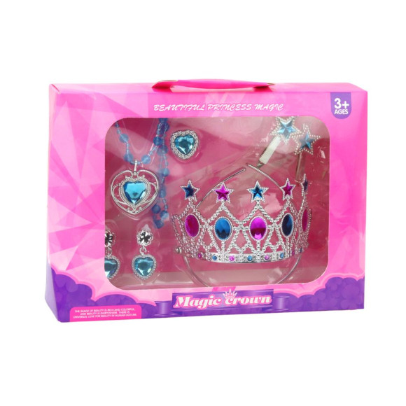 Zestaw Małej Księżniczki Korona Kolczyki Naszyjnik Pierścionek Spinki