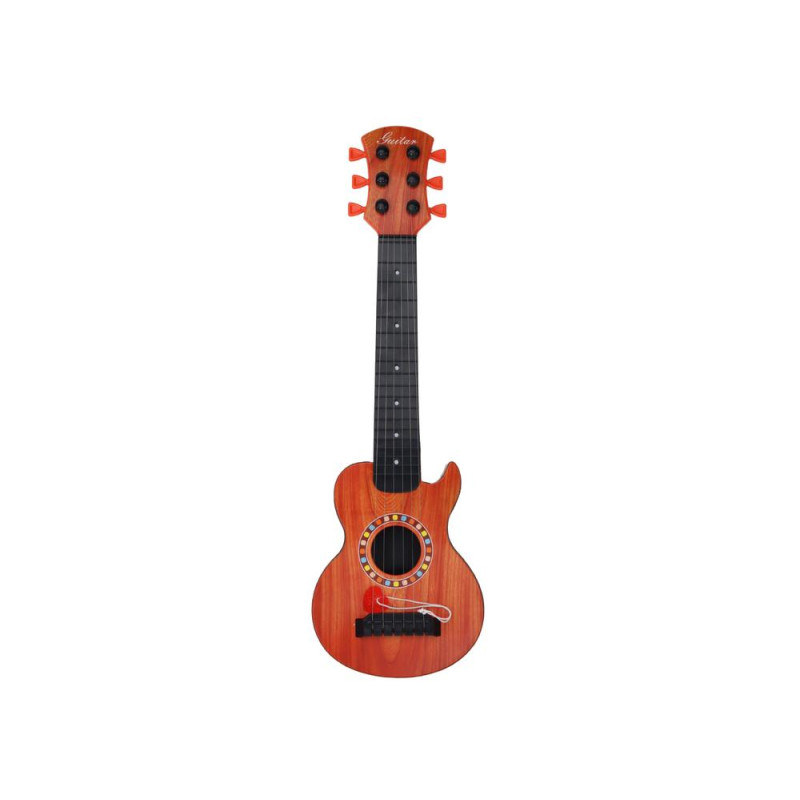 Gitara Zabawkowa Dla Dzieci Kostka Do Gry Drewno Pomarańczowa
