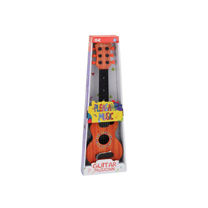Gitara Zabawkowa Dla Dzieci Kostka Do Gry Drewno Pomarańczowa