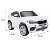 BMW X6M XXL dla 2 dzieci Biały + Pilot + Ekoskóra + Pasy + Wolny Start + MP3 USB + LED BMW X6M XXL dla 2 dzieci Biały + Pilot + Ekoskóra + Pasy + Wolny Start + MP3 USB + LED