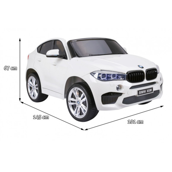 BMW X6M XXL dla 2 dzieci Biały + Pilot + Ekoskóra + Pasy + Wolny Start + MP3 USB + LED BMW X6M XXL dla 2 dzieci Biały + Pilot + Ekoskóra + Pasy + Wolny Start + MP3 USB + LED