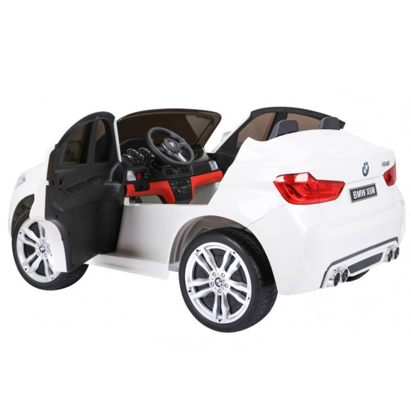BMW X6M XXL dla 2 dzieci Biały + Pilot + Ekoskóra + Pasy + Wolny Start + MP3 USB + LED BMW X6M XXL dla 2 dzieci Biały + Pilot + Ekoskóra + Pasy + Wolny Start + MP3 USB + LED