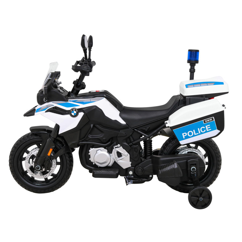 Motor Policyjny BMW F850 GS na akumulator dla dzieci + Kółka pomocnicze + Syrena + Światła + 2 Kufry + Wolny Start