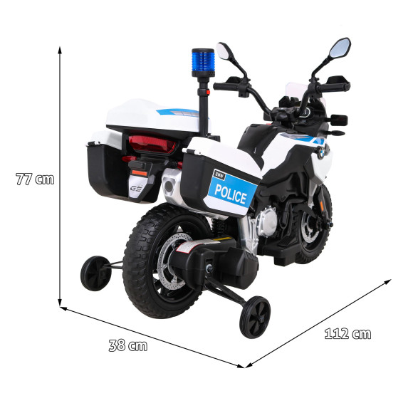 Motor Policyjny BMW F850 GS na akumulator dla dzieci + Kółka pomocnicze + Syrena + Światła + 2 Kufry + Wolny Start Motor Policyjny BMW F850 GS na akumulator dla dzieci + Kółka pomocnicze + Syrena + Światła + 2 Kufry + Wolny Start