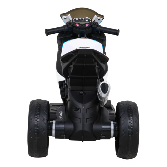 Motor BMW HP4 na akumulator dla dzieci Biały + 3 Koła + LED + MP3 USB + Ekoskóra