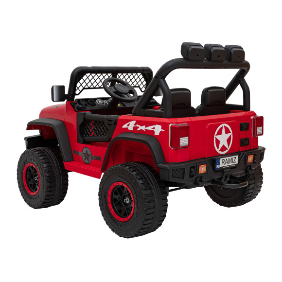 Autko terenowe Geoland Power dla 2 dzieci Czerwony + Pilot + Silniki 2x200W + Bagażnik + Radio MP3 + LED Autko terenowe Geoland Power dla 2 dzieci Czerwony + Pilot + Silniki 2x200W + Bagażnik + Radio MP3 + LED