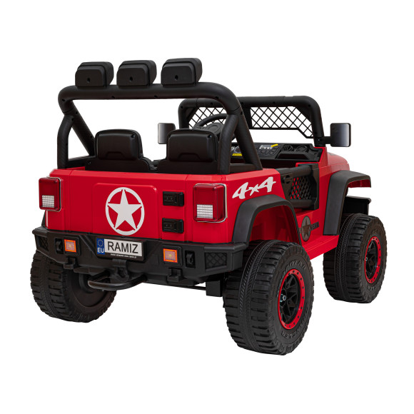 Autko terenowe Geoland Power dla 2 dzieci Czerwony + Pilot + Silniki 2x200W + Bagażnik + Radio MP3 + LED Autko terenowe Geoland Power dla 2 dzieci Czerwony + Pilot + Silniki 2x200W + Bagażnik + Radio MP3 + LED