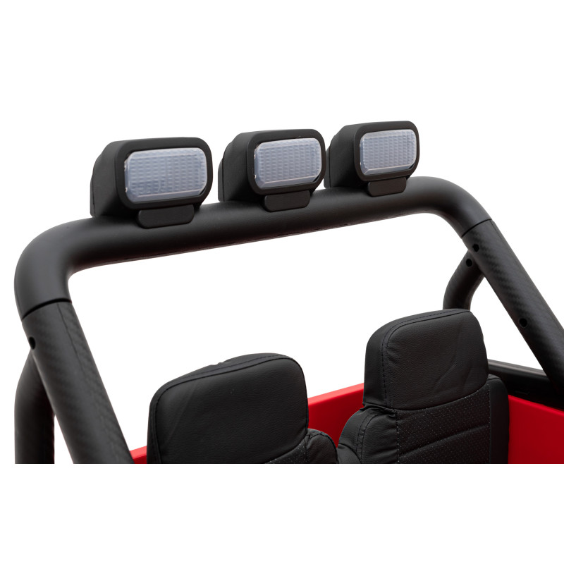 Autko terenowe Geoland Power dla 2 dzieci Czerwony + Pilot + Silniki 2x200W + Bagażnik + Radio MP3 + LED