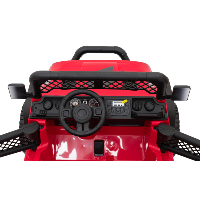 Autko terenowe Geoland Power dla 2 dzieci Czerwony + Pilot + Silniki 2x200W + Bagażnik + Radio MP3 + LED