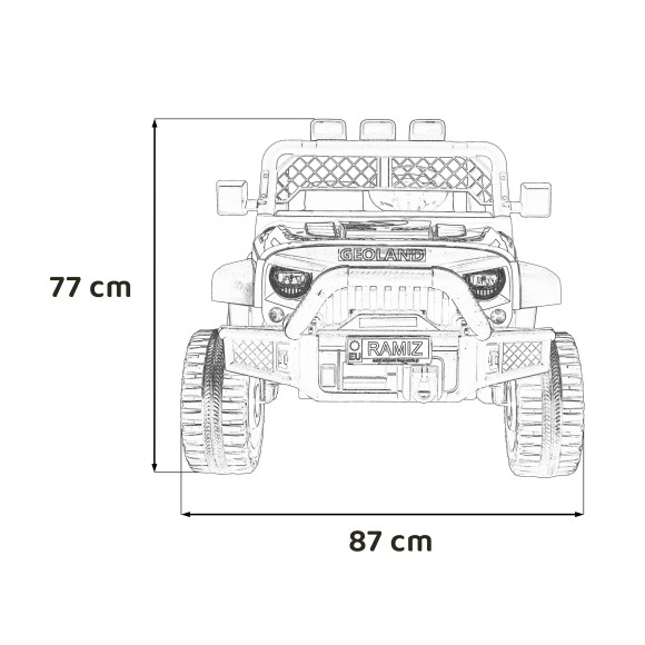Autko terenowe Geoland Power dla 2 dzieci Czerwony + Pilot + Silniki 2x200W + Bagażnik + Radio MP3 + LED Autko terenowe Geoland Power dla 2 dzieci Czerwony + Pilot + Silniki 2x200W + Bagażnik + Radio MP3 + LED