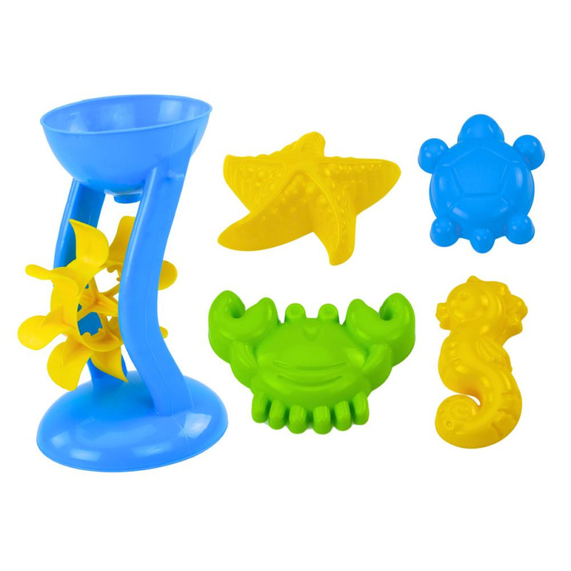 Zestaw Do Piasku Wiaderko Młynek Sitko Foremki 9 El Kolorowy