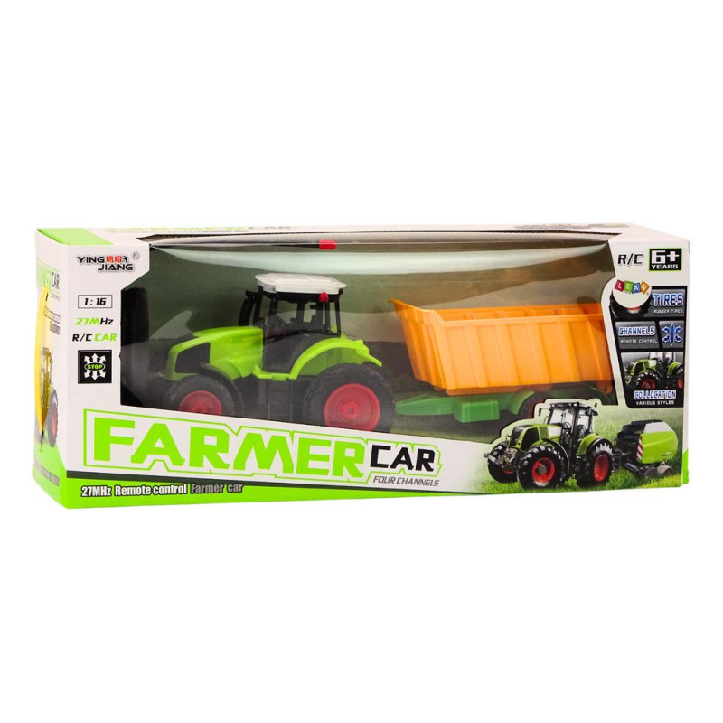 Traktor Z Przyczepą Zdalnie Sterowany RC 1:16 Pilot Zielony